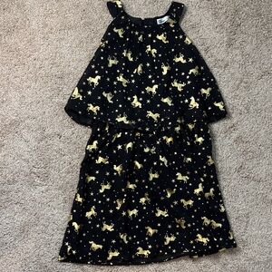 Epic Threads Black Dress with Gold Unicorn Pattern